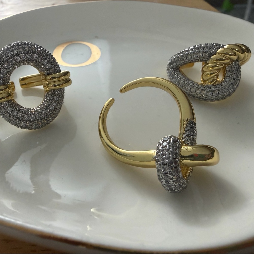 Gold and Silver Pavé rings gold plated- Women Jewelry